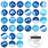 100Pcs Natural Crystal Beads Stone Gemstone Round Loose Energy Healing Beads with Free Crystal Stretch Cord for Jewelry Making (Blue Agate, 8MM) Blue Agate