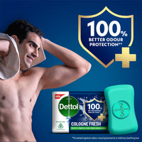 Dettol Cologne Fresh Bathing Soap Bar with 100% better odour protection- 150g Pack of 12, (600gm)
