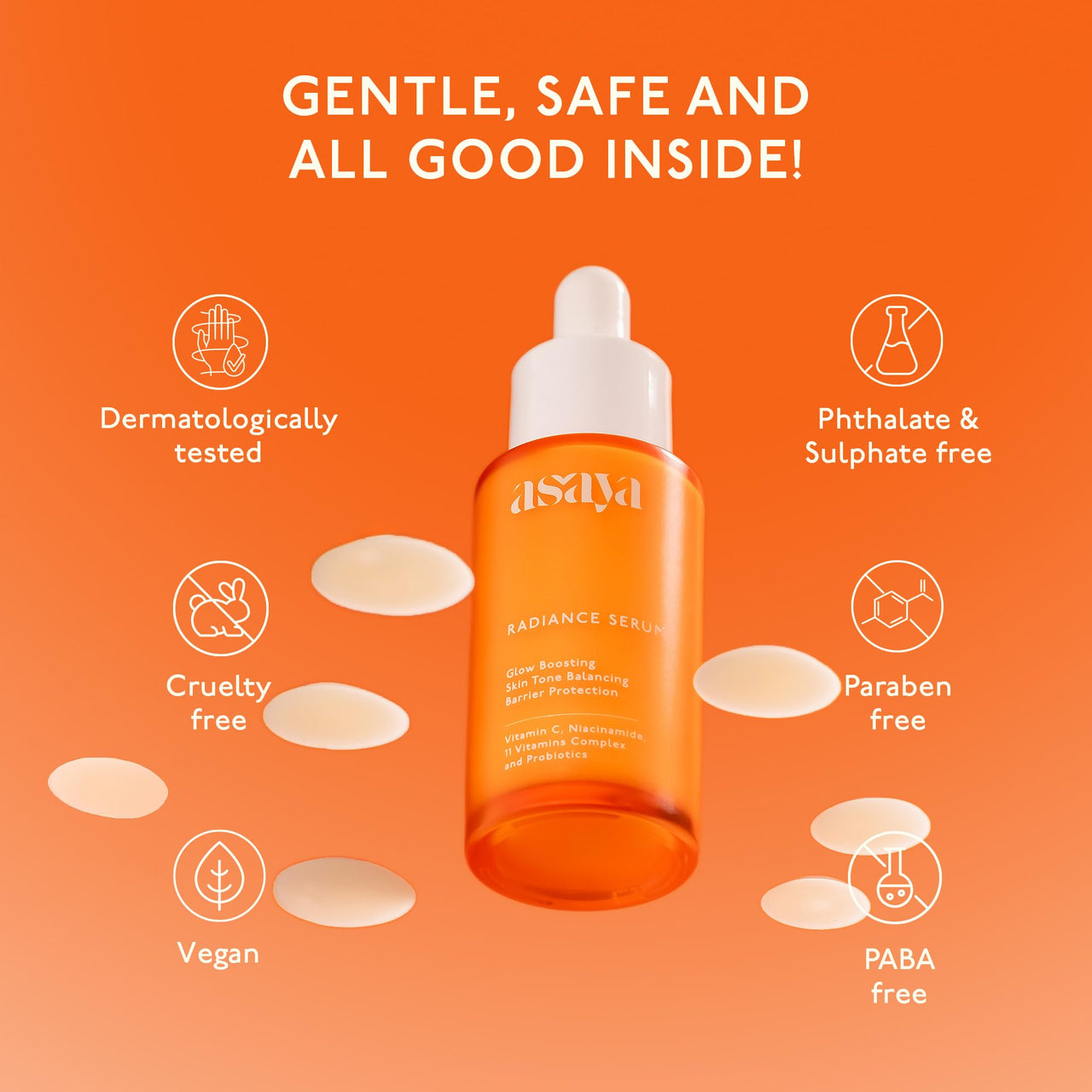 Asaya Radiance Serum | Korean Vitamin C Serum for Glowing Skin | With Niacinamide, 11 Vitamins Complex & Probiotics | Fades Dark Spots, Pigmentation & Acne Marks | Brightens & Strengthens Skin Barrier | Hydrating & Fast Absorbing | Lightweight, Non-Greasy