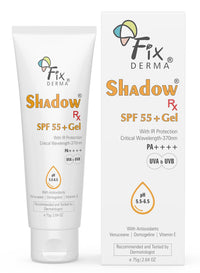 Fixderma Shadow RX Sunscreen SPF 55+ Gel PA+++ | Sunscreen for Oily Skin | Minimum Sunscreen SPF 50 | Sunscreen for Body & Face | Hybrid Sunscreen with UVA, UVB, IR Protection and Vitamin E - 75gm