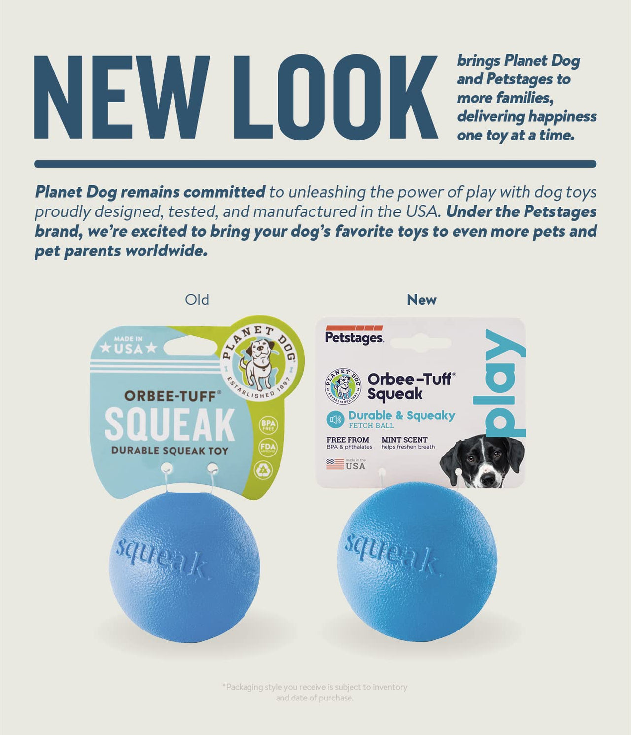 Outward Hound Orbee-Tuff Squeak Ball Blue Dog Fetch Toy Medium