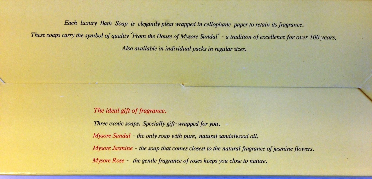 Mysore Sandal, Jasmine And Rose Soap, 450g (Pack Of 3) And Mysore Sandal Talc, 300g