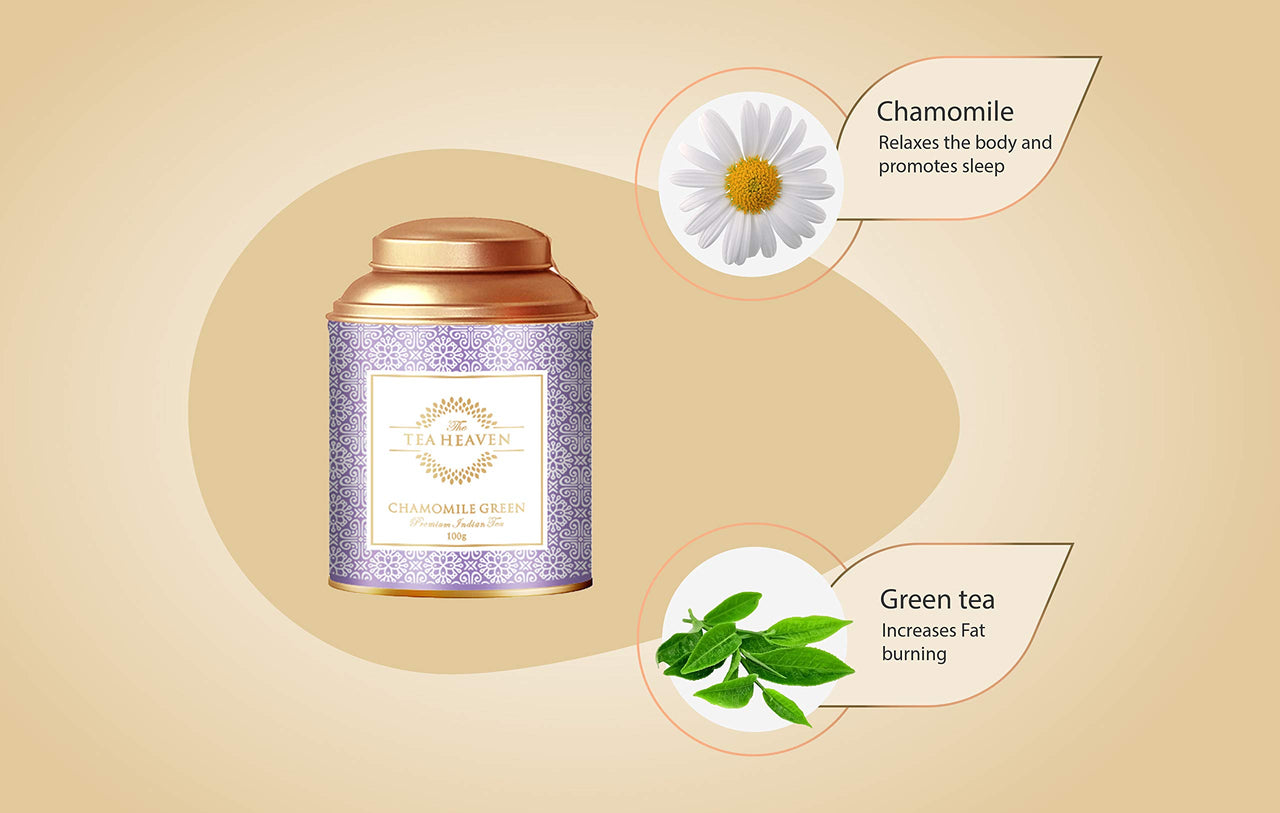 The Tea Heaven | Tea Gift - Chamomile Green Tea | Tea Gift Pack-100% Natural Ingredients- 50 Grams(25 Cups)