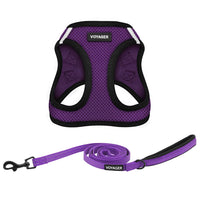 Voyager Step-in Air All Weather Mesh Harness and Reflective Dog 5 ft Leash Combo with Neoprene Handle, for Small, Medium and Large Breed Puppies by Best Pet Supplies - Purple/Black Trim, XXX-Small