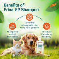 Himalaya Erina EP Shampoo for Dogs and Cats| Anti-Tick and Flea Formula with Natural Ingredients for Healthy Skin and Coat | 450 ml