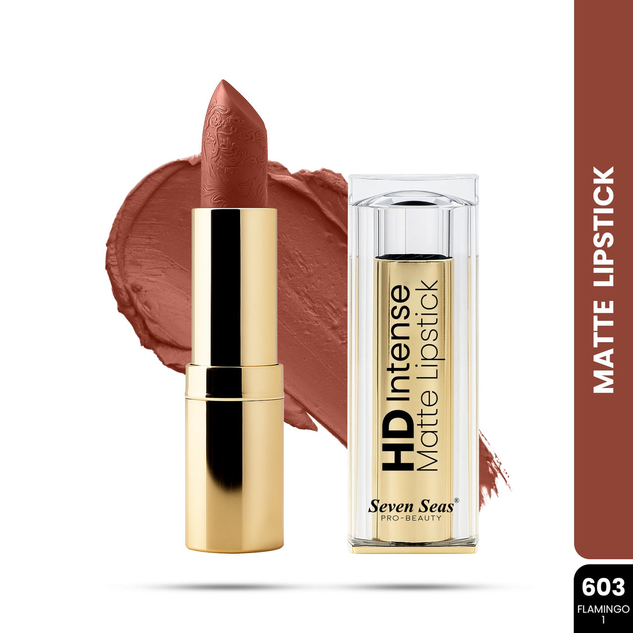 Seven Seas HD Intense Matte Lipstick | Non-Transfer | Lipstick For Women (603-Flamingo1, 3.5G)
