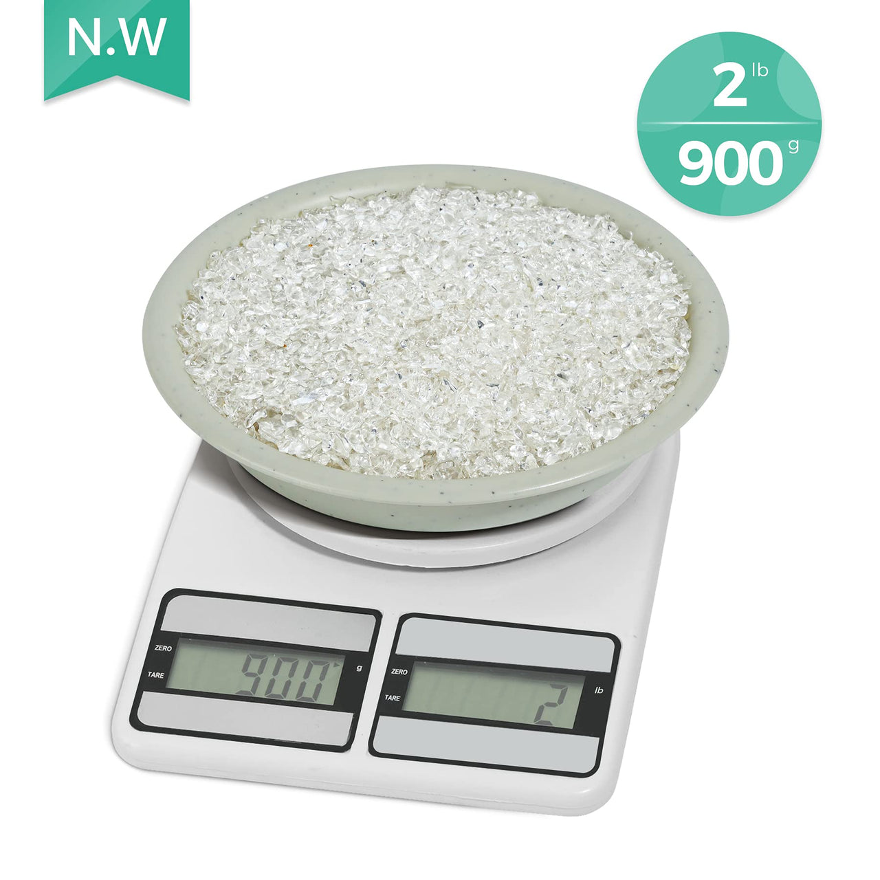 T4U Tumbled Chips Stones Crushed Crystal Quartz 2 LB, Irregular Shaped Gravels Pebble Healing Stones, DIY Smoothed Rocks for Potted Plant,Resin Art,Vase Fillers Aquarium Gravel Rocks (Clear) #3 - Clear