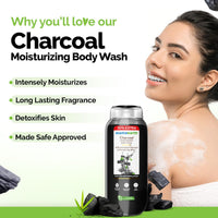 Mamaearth Charcoal Moisturizing Body Wash with Activated Charcoal & Energizing Mint Scent for Skin Detoxification- 275ml | Deeply Cleanses | Intensely Moisturizes | Long-Lasting Fragrance | All Skin Types (Pack of 2)