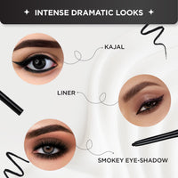 BELLAVITA Intense Drama Kajal, Black, Intense Pigment, Smudge-Proof, Long Lasting, Enriched with Vitamin E & Almond Oil, Glossy, 0.3 g