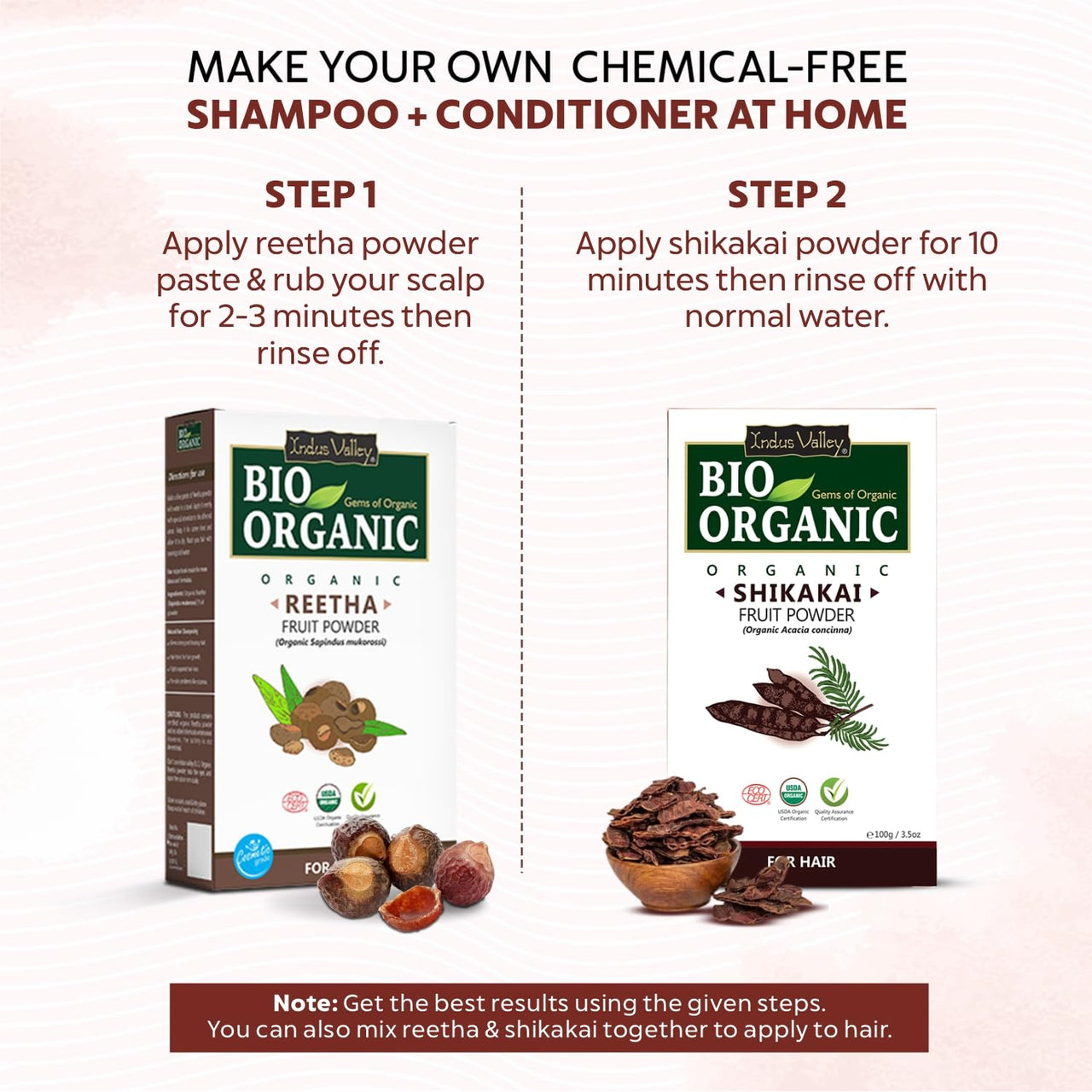 INDUS VALLEY 100% Organic Reetha Powder | Sapindus mukorossi For Hair & Scalp Treatment - (100g)