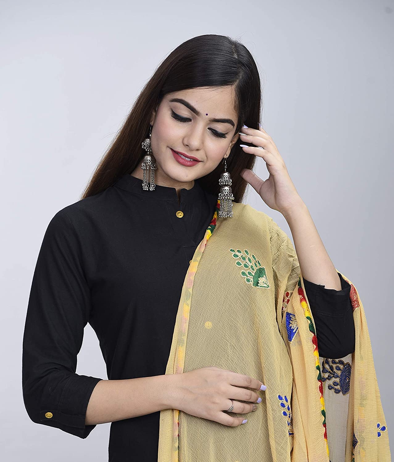 DIAMO Women's  Phulkari Chiffon Dupatta