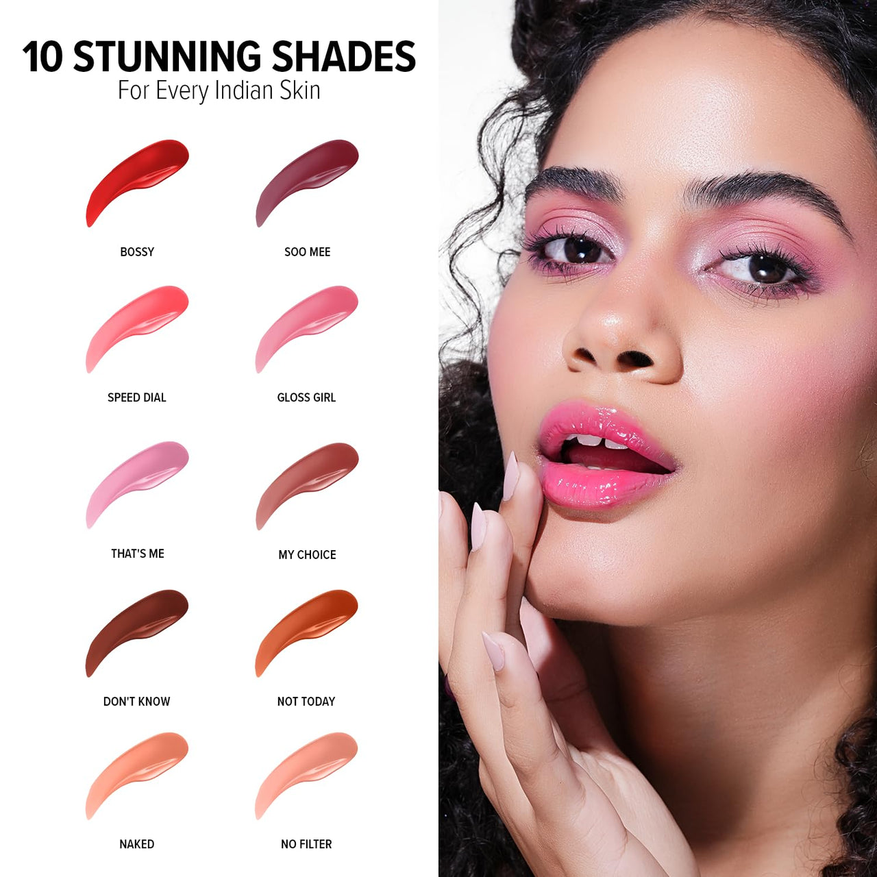 MILA BEAUTÉ Gloss Girl Lip Gloss|Enriched With Mango Seed Butter & Hyaluronic Acid|Light Weight & Non-Sticky Formula|Gives Fuller-Lip Effect & Extra Hydration|High Shine Finish-(Gloss Girl, 2.8 Ml)