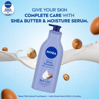 NIVEA Shea Smooth 600ml Body Lotion | 48 H Moisturization | With Deep Moisture Serum & Shea Butter | Non Greasy & Healthy Looking Skin |For Dry Skin