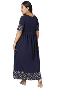 XL LOVE - By Janasya Women's  Plus Size Dark Blue Poly Crepe Kurta