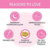 Iba Must Have Dream Glow Sleeping Mask with 24K Gold Overnight Radiant Face Pack For Glowing & Hydrating Skin, Night Gel Mask with Rose Water, Hyaluronic Acid Improve Skin Glow | Halal Certified & Vegan (100g)