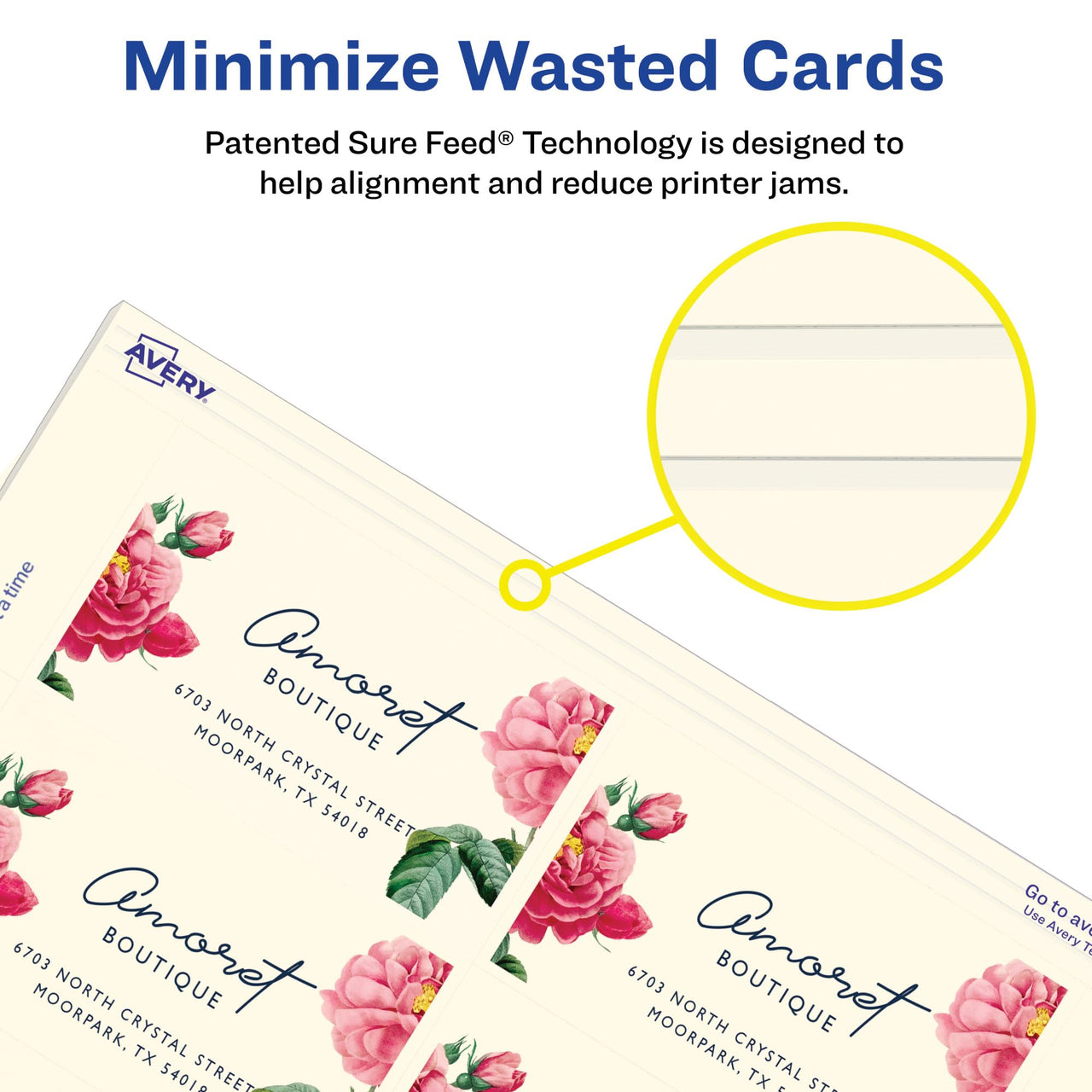 Avery Clean Edge Printable Business Cards with Sure Feed Technology, 2" x 3.5", Ivory, 200 Blank Cards for Inkjet Printers (08876)