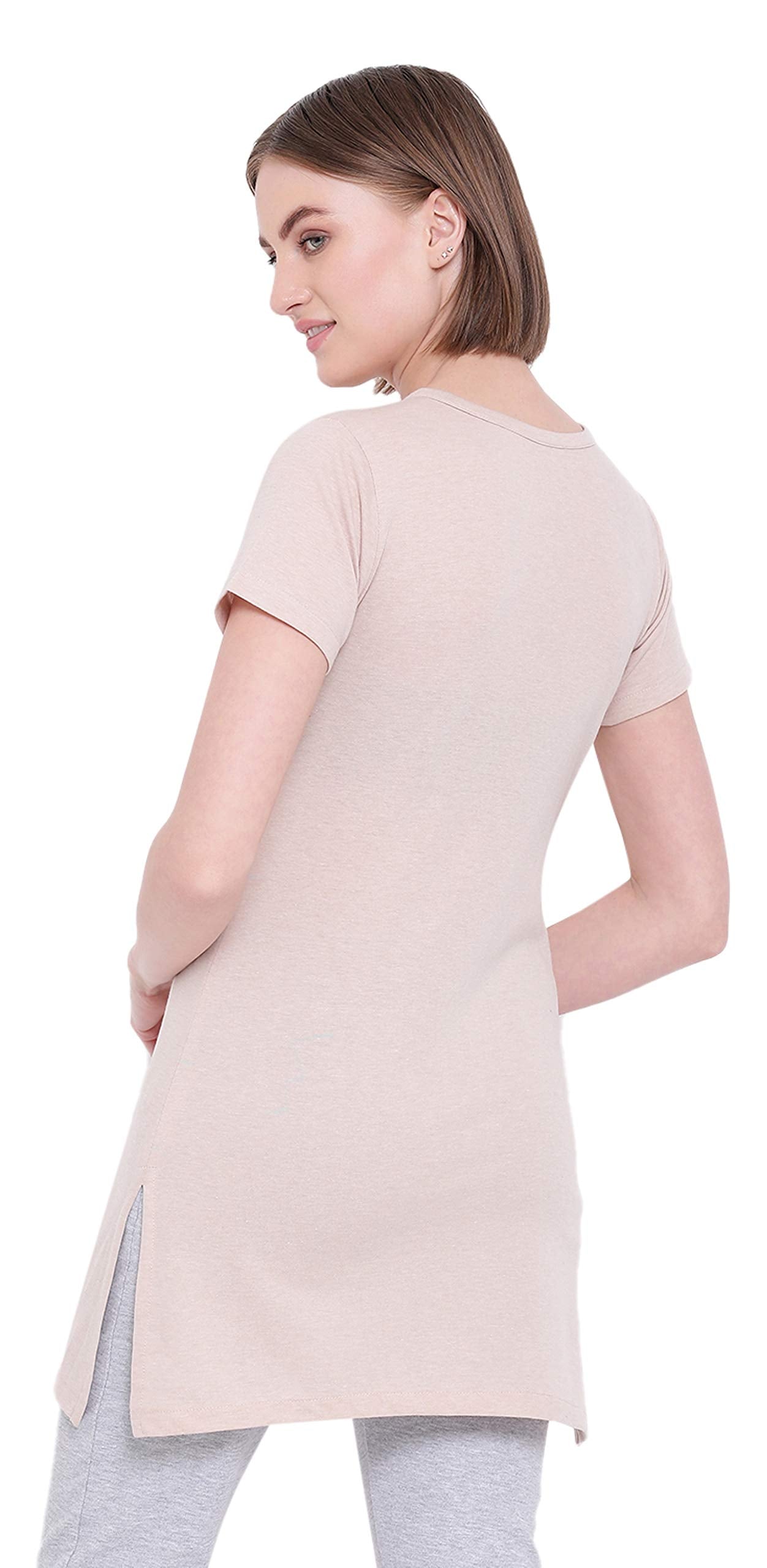 In Love Ladies Long Knee Length Chest Printed Side Slits Tshirts