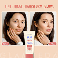 Glamveda BB Cream for Fair & Medium Skin Tone With SPF 50++++ | Lightweight, Non-Sticky & Waterproof | Covers Dark Spots & Evens Skin Tone | Natural, Dewy Finish | Hydrating & Durable (30 gm)