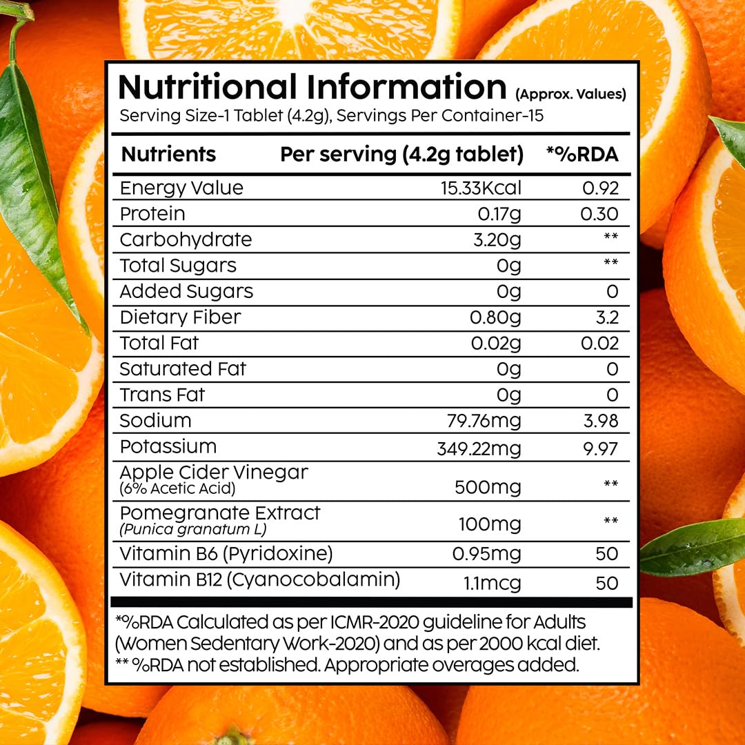 The Plant Fix Plix Apple Cider Vinegar Effervescent Tablet With Mother|Supports Metabolism & Appetite Control I With 500Mg Acv, Vit B6 & B12 I No Maltodextrin, No Added Sugar I Pack Of 4 (60 Tablets)