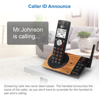 AT&T CL80067 Accessory Handset for CL82x07, CL82x57, CL82x67, CL83x07, CL84x07 Series Cordless Phone for Home with Call Blocking, Caller ID Announcer, Intercom, and Long Range, Black/Wood Grain Finish Expansion Handset Only