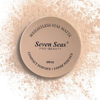 Seven Seas 2 In 1 Weightless Stay Matte Compact Powder | Pressed Powder + Loose Powder | SPF 15 | Non Oily Matte Look | Evens Out Complexion | Hides Imperfections | Blends Effortlessly (Buff Beige)