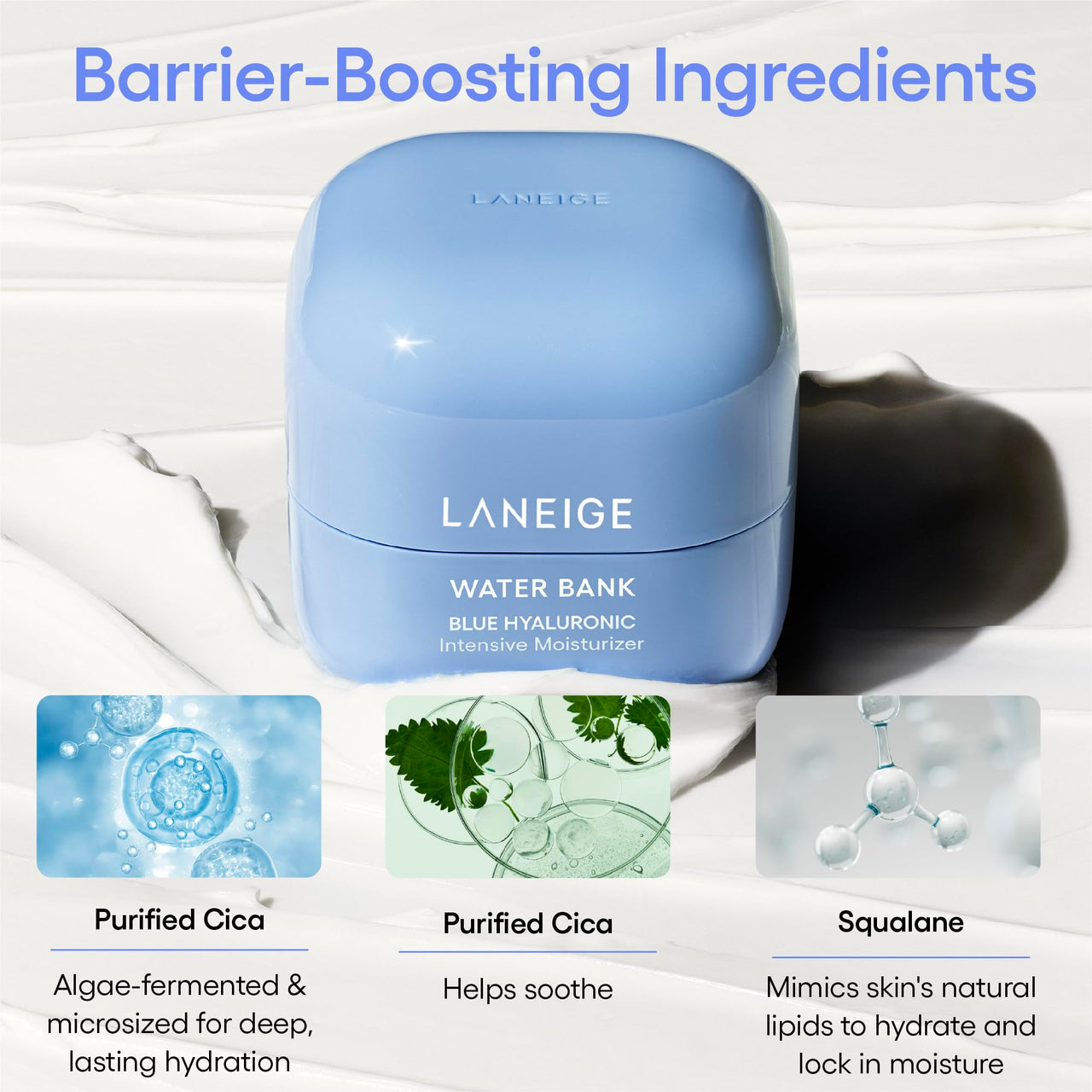LANEIGE Water Bank Hyaluronic Acid Intensive Moisturizer Cream for Extreme Dry Skin | Moisturizer for Face | Lightweight Formula | Face Cream for Men and Women | Korean Skincare-20ml
