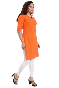 QUEEN SHIELD Women's  Formal & Casual Cotton Chikan-Kari Kurta (4444.)