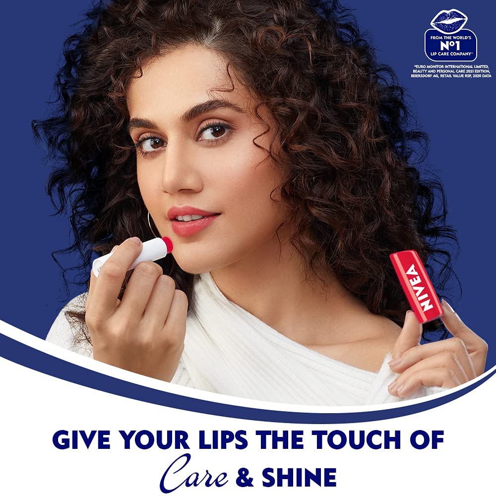 NIVEA Crème, All Season Multi-Purpose Cream, 100ml & NIVEA Lip Balm, Fruity Strawberry Shine, 4.8g