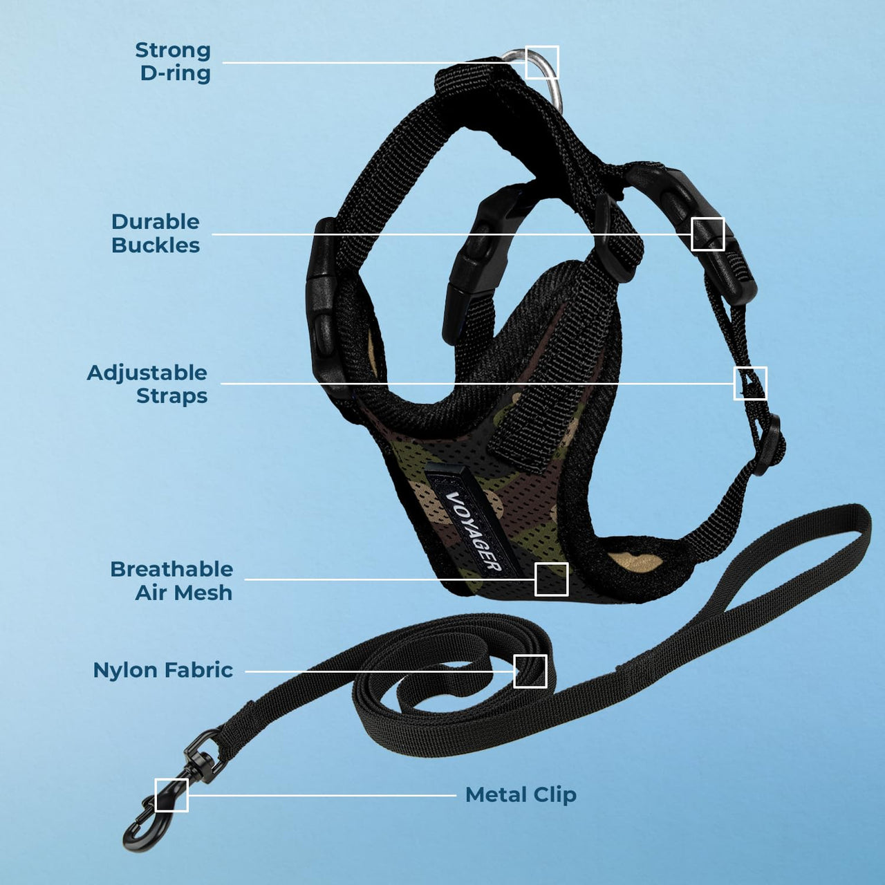 Voyager Step-in Lock Cat Harness w Reflective Cat Leash Combo Set with Neoprene Handle 5ft - Supports Small, Medium and Large Breed Cats by Best Pet Supplies - Army/Black Trim, XXS Harness Leash Set (Army/Black Trim) XXS (Chest: 11.5 - 14" * Fit Cats)