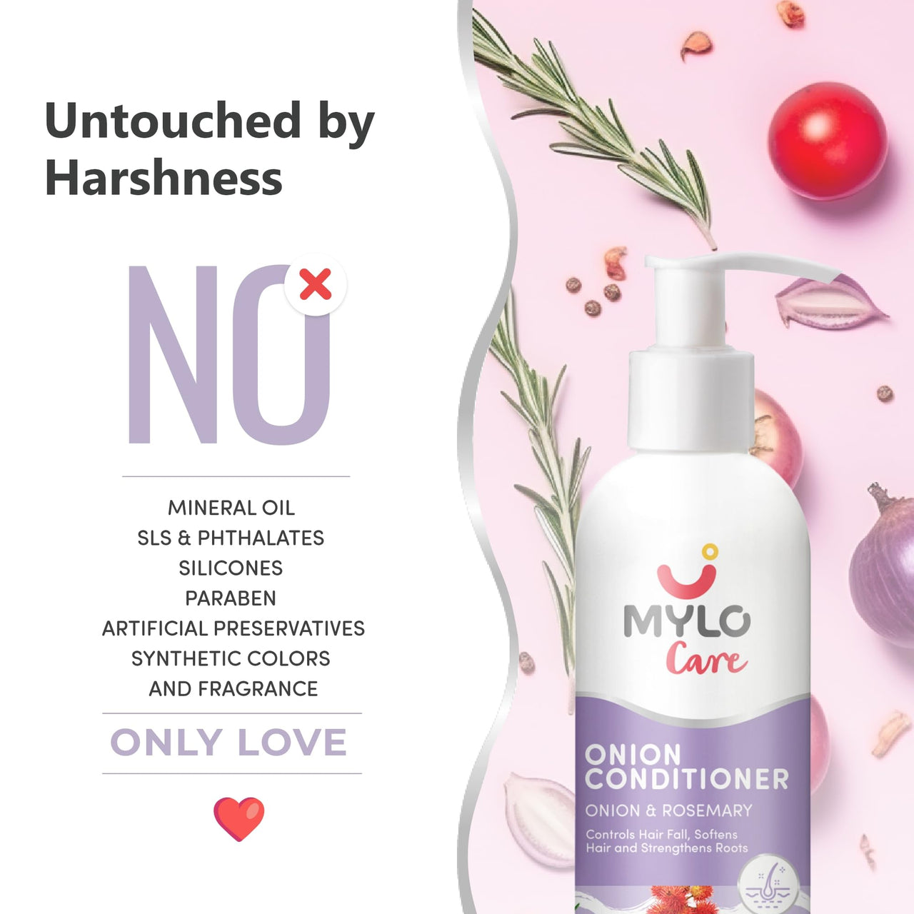 Mylo Care Anti Hair Fall Conditioner (200 ml) with the Goodness of Red Onion, Strengthens Hair and Stimulates Growth|All natural|No Sulphate & Silicones|No Parabens|No Mineral Oil
