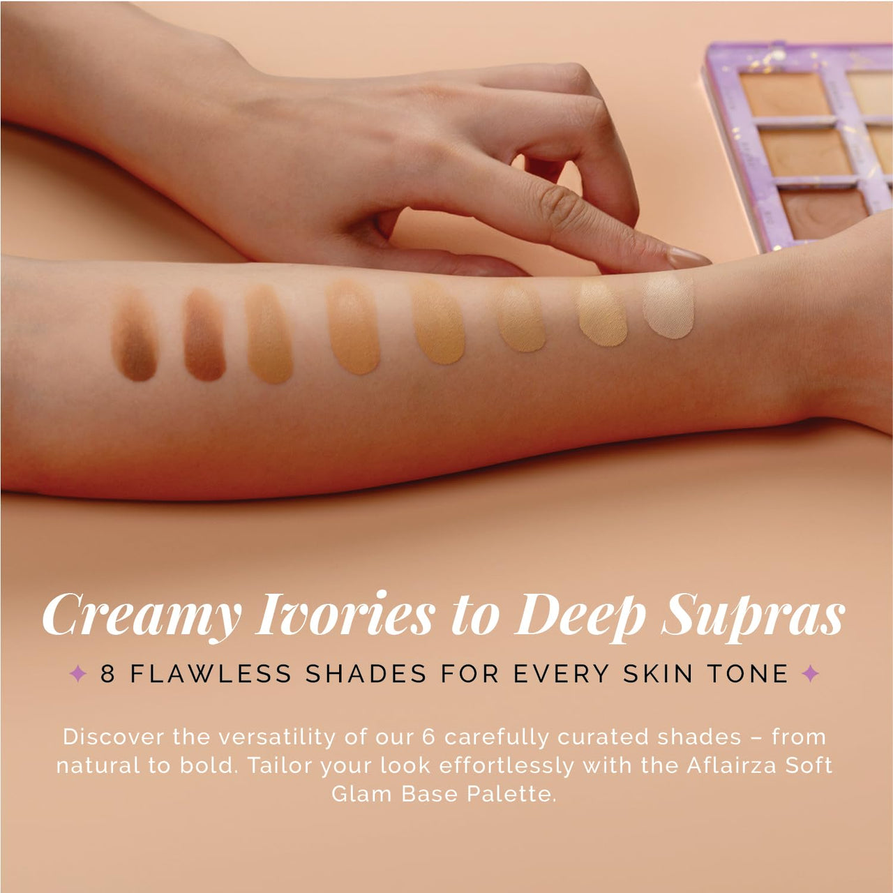 Aflairza Soft Glam Base (8 Shades) Face Makeup Palette - Creamy Highly Blendable Matte Long Lasting & Lightweight, Perfect to create Flawless Base- Includes Foundation Concealer & Contour