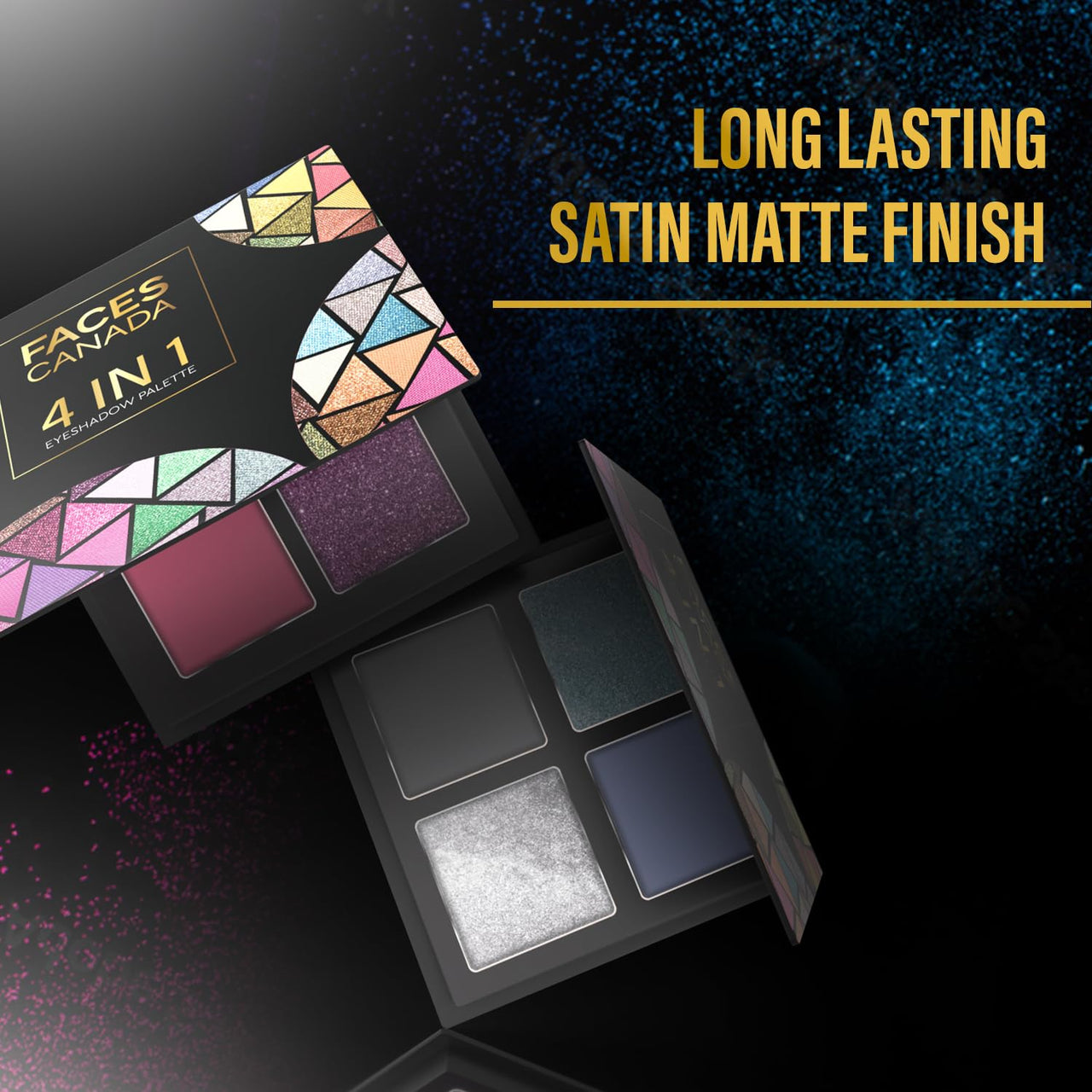 FACESCANADA 4 In 1 Quad Eyeshadow Palette - Smokey Game 07, 4.8G | Shimmer & Matte Shades | Satin Matte Finish Eye Shadow Quartet | Intense Pigment | Long Lasting | Vitamin E Enriched | Vegan