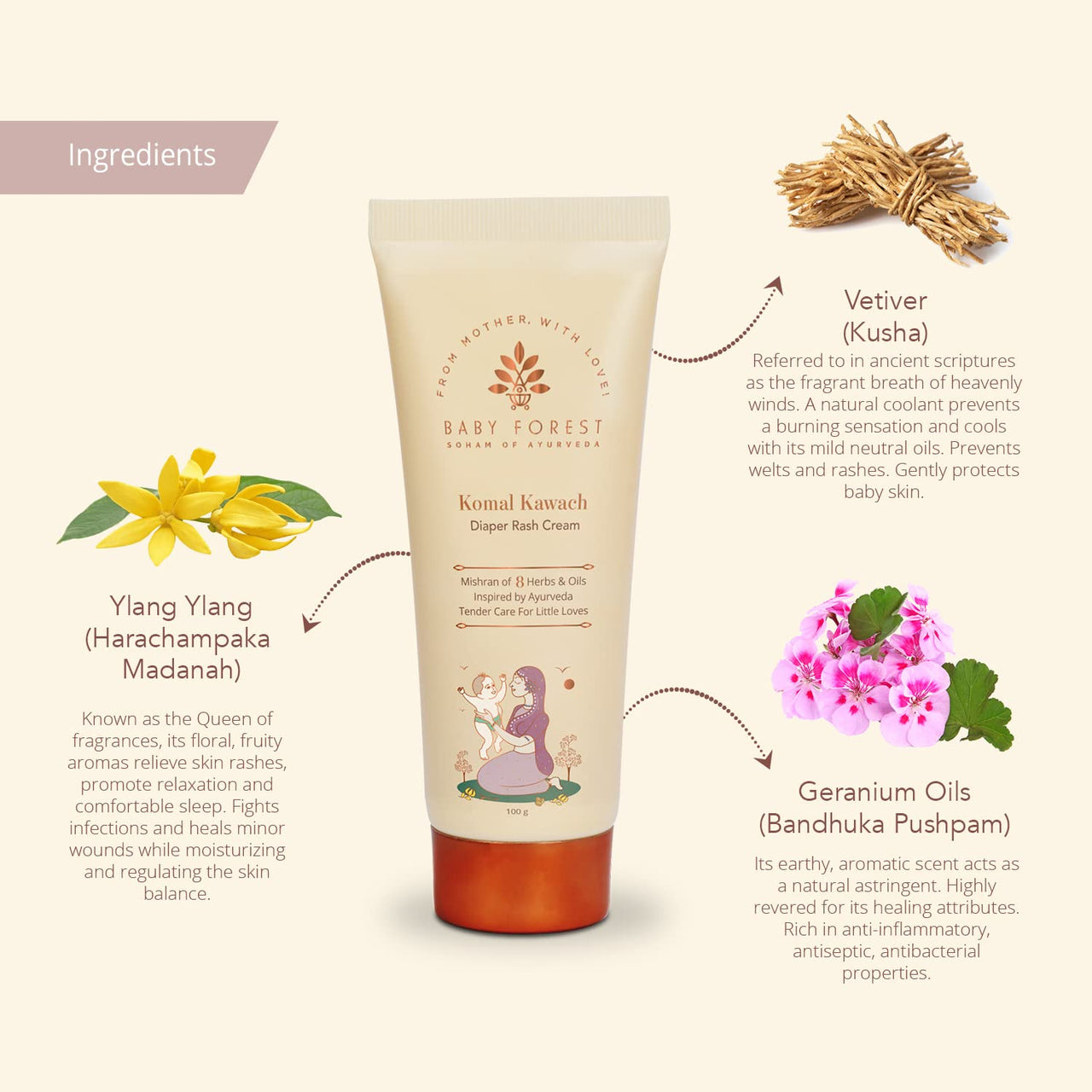 Baby Forest Dulaar Pyar Baby Powder | Talc-Free Baby Powder (200g) with Komal Kawach Diaper Rash Cream (100g)