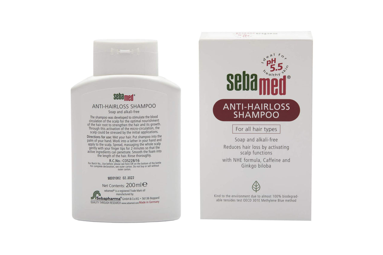 Sebamed Anti Hairloss Shampoo 200Ml | Ph 5.5 | Reduces Hairloss | Caffeine & Gingko Biloba | All Hair Types | Pack of 2