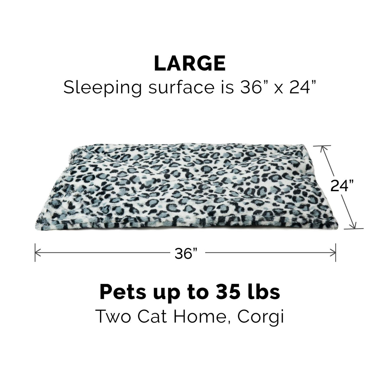 Furhaven ThermaNAP Self-Warming Cat Bed for Indoor Cats & Large/Medium Dogs, Washable & Reflects Body Heat - Quilted Faux Fur Reflective Bed Mat - Snow Leopard, Large