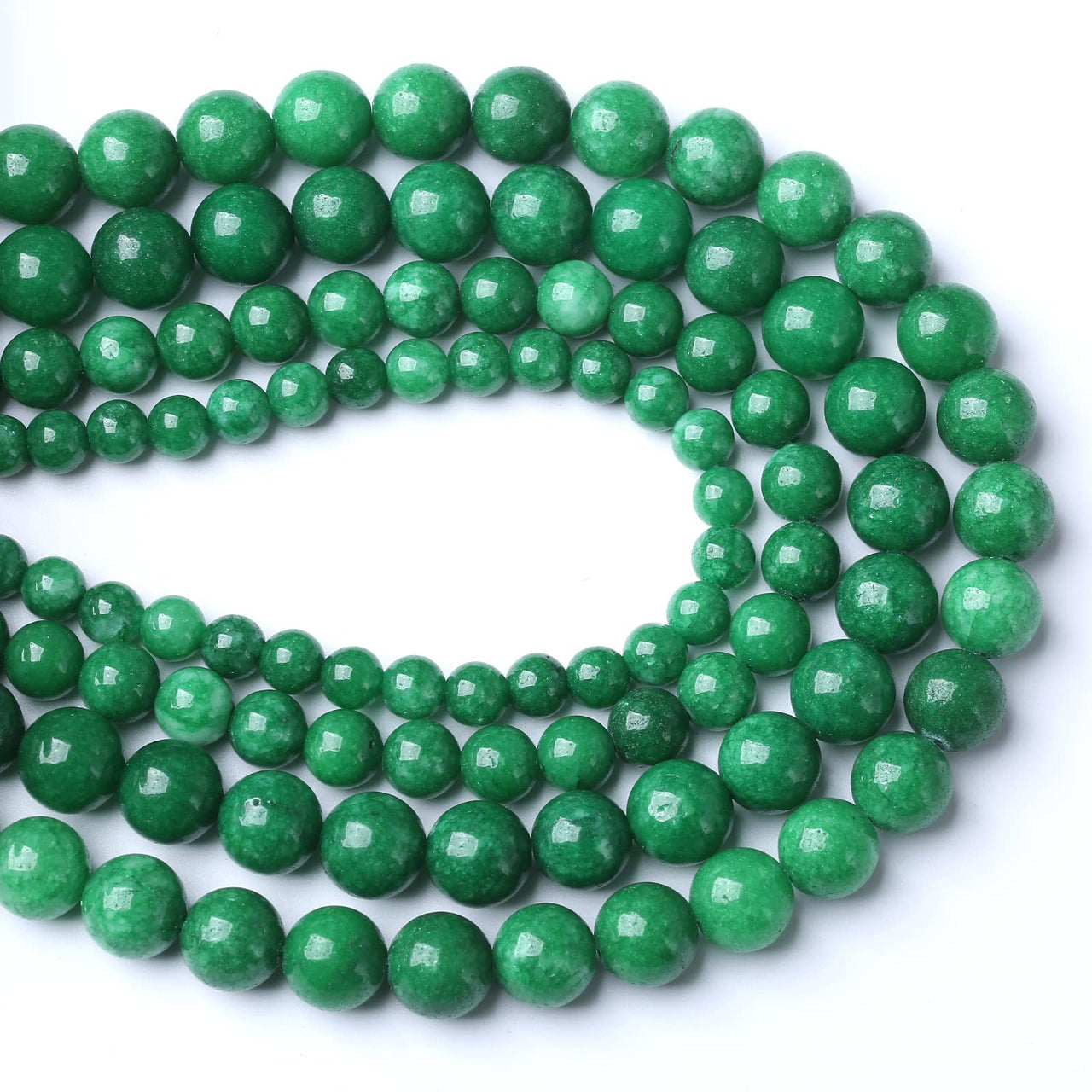 45pcs 8mm Natural Green Cloud Jades Beads Round Loose Gemstone Crystal Energy Healing Power Stone Beads for Jewelry Making DIY Bracelet (8mm, Green Cloud Jades)