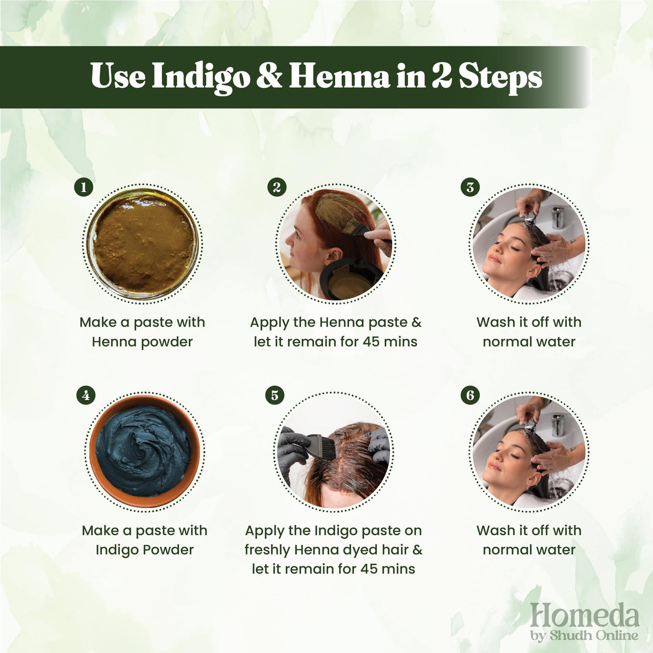 Shudh Online Indigo and Henna Powder Organic for Hair Colour (100 Grams each - 200 grams), Avuri and Mehandi, Neela Amari, Natural Mehndi, Cassia Obovata, Neel Patti, Neelayamari, Neli Aku
