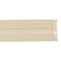 DII Farmhouse Braided Stripe Table Runner Collection, 15x72 (15x77, Fringe Included), Vintage Linen 15x72