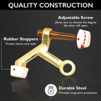 Design House 181750 Hinge Pin Door Stop Wall Protector with Rubber Tip Adjustable Door Stoppers, Polished Brass, 5-Pack 5 Pack