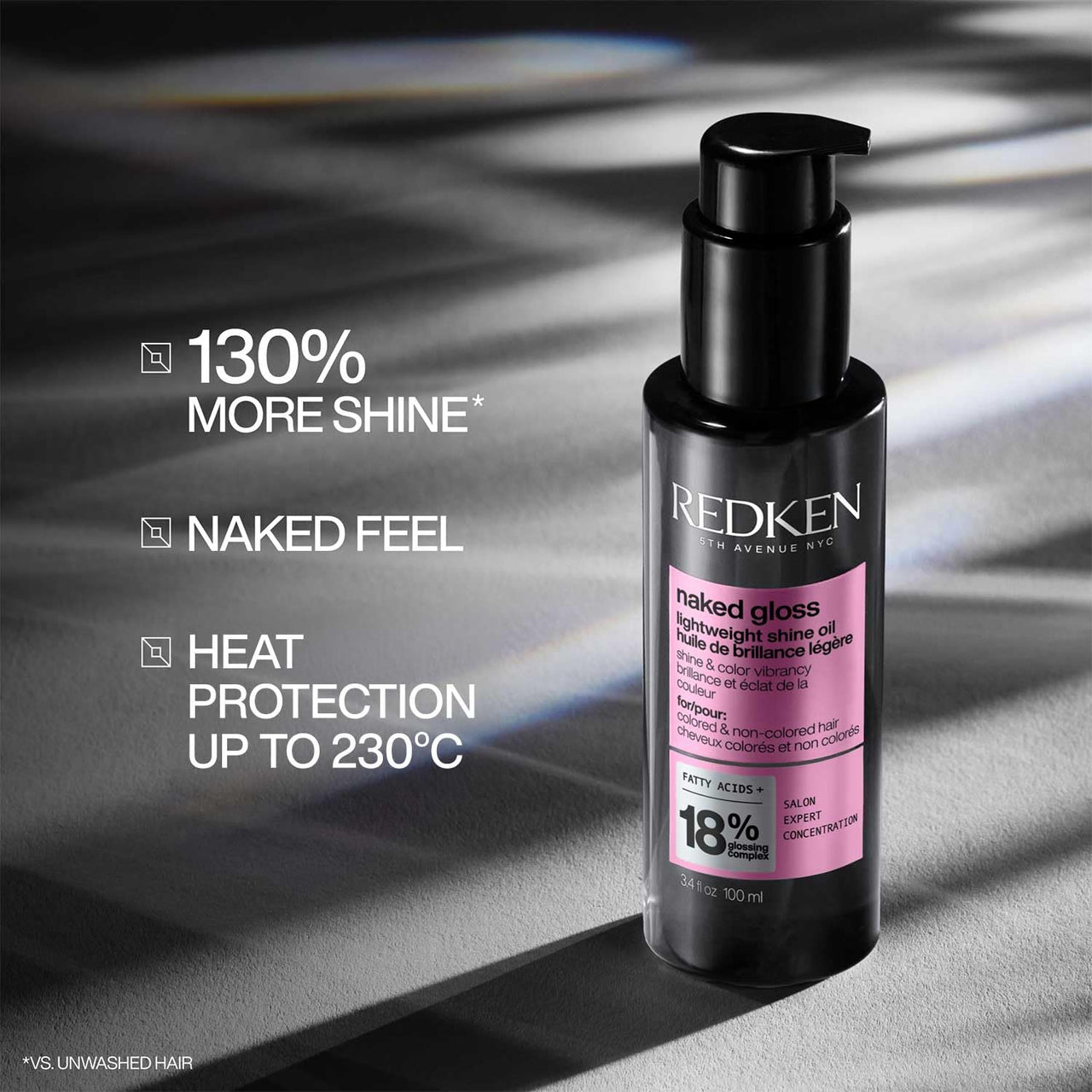 Redken Naked Gloss Lightweight Hair Serum, 100 ml | Provides Heat Protection, Controls Frizz & Adds Shine | For All Hair Types | For Men & Women