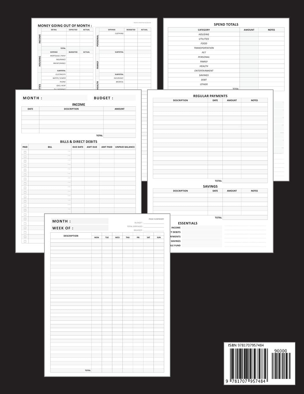 Budget Notebook: Daily Weekly Monthly Budget Planner Workbook with Bill Payment Tracker Debt and Savings Log Organizer Income Expenses Tracker ... Personal or Business Accounting Notebook