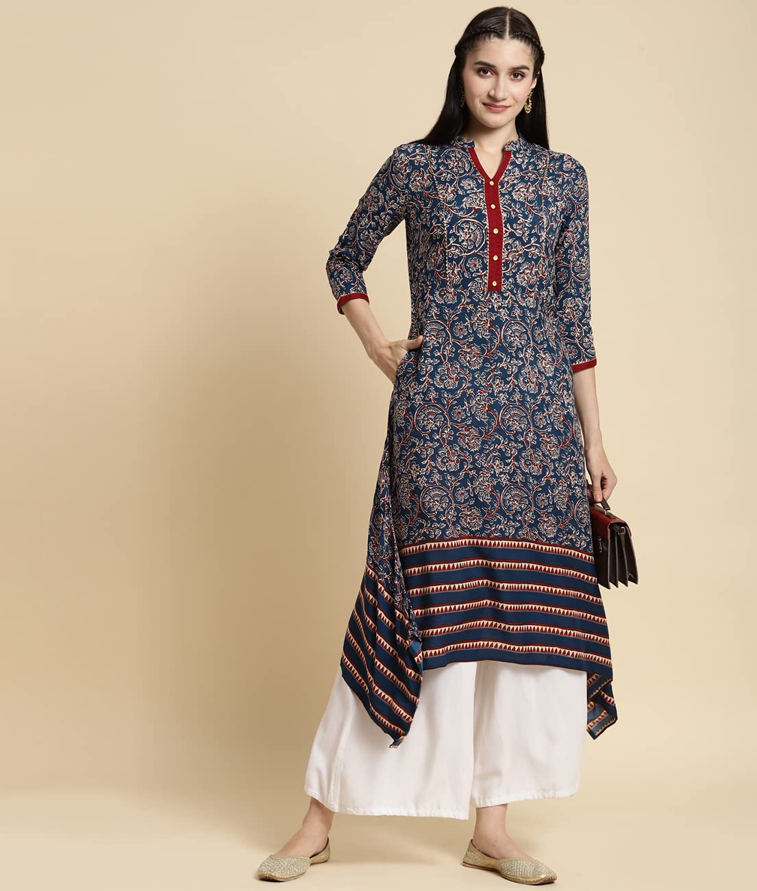 rangita Women Rayon Floral Printed Calf Length A-Line Kurti