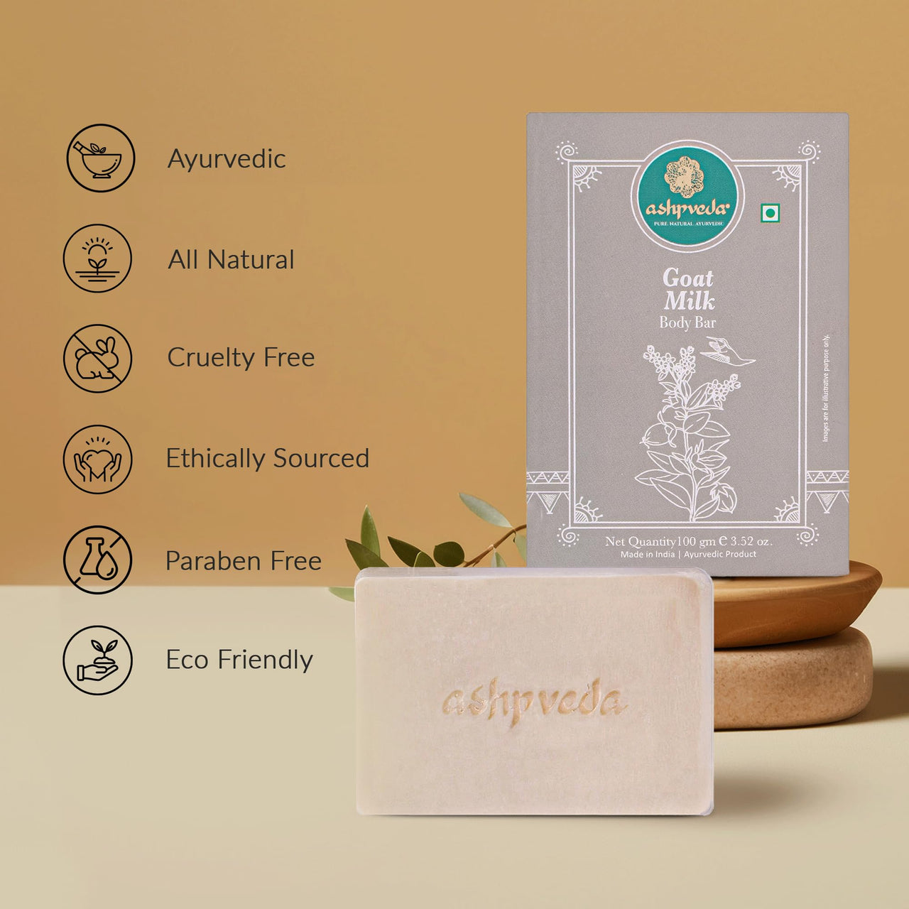 Ashpveda Jojoba Oil & Goat Milk Handmade Bath Soap Bar for Skin Hydration, Nourishment, Tan Removal & Glowing Skin (100gm)