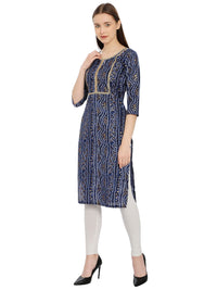 InTrend Forever Bandhani Foil Print Designer || Cotton Kurta for Ladies || Straight Fit || Zari & Sequins lace || Kurtis for Women
