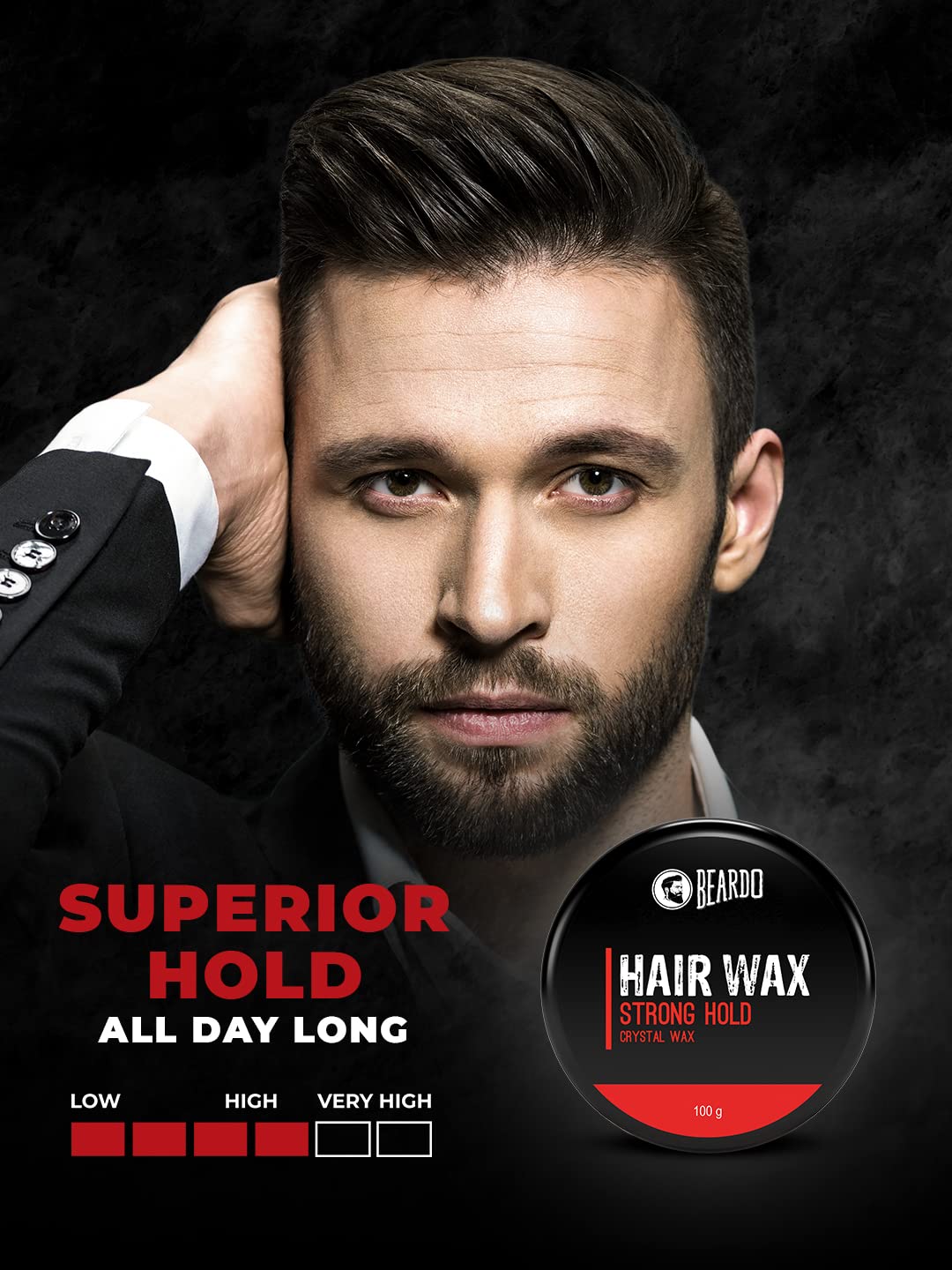 Beardo Stronghold Hair Wax, 100 gm (Pack of 2) | Crystal Hair Wax | Hair Wax Men | Styling Wax | Glossy Finish | Shine | Strong Hold | Hair Wax