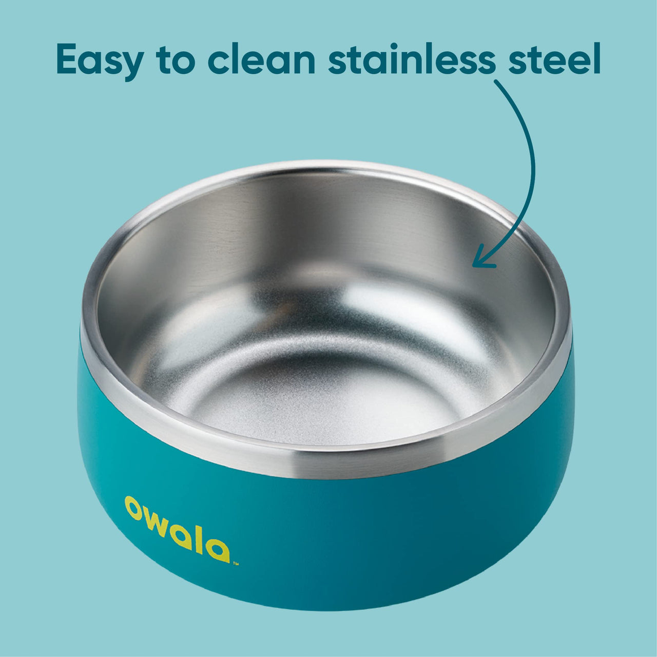 Owala Pet Bowl - Durable Stainless Steel, Food and Water Bowl for Dogs, Cats, and All Pets, Non-Slip Base, 24oz, Teal (Turquoise & Caicos) 24 oz Turquoise & Caicos