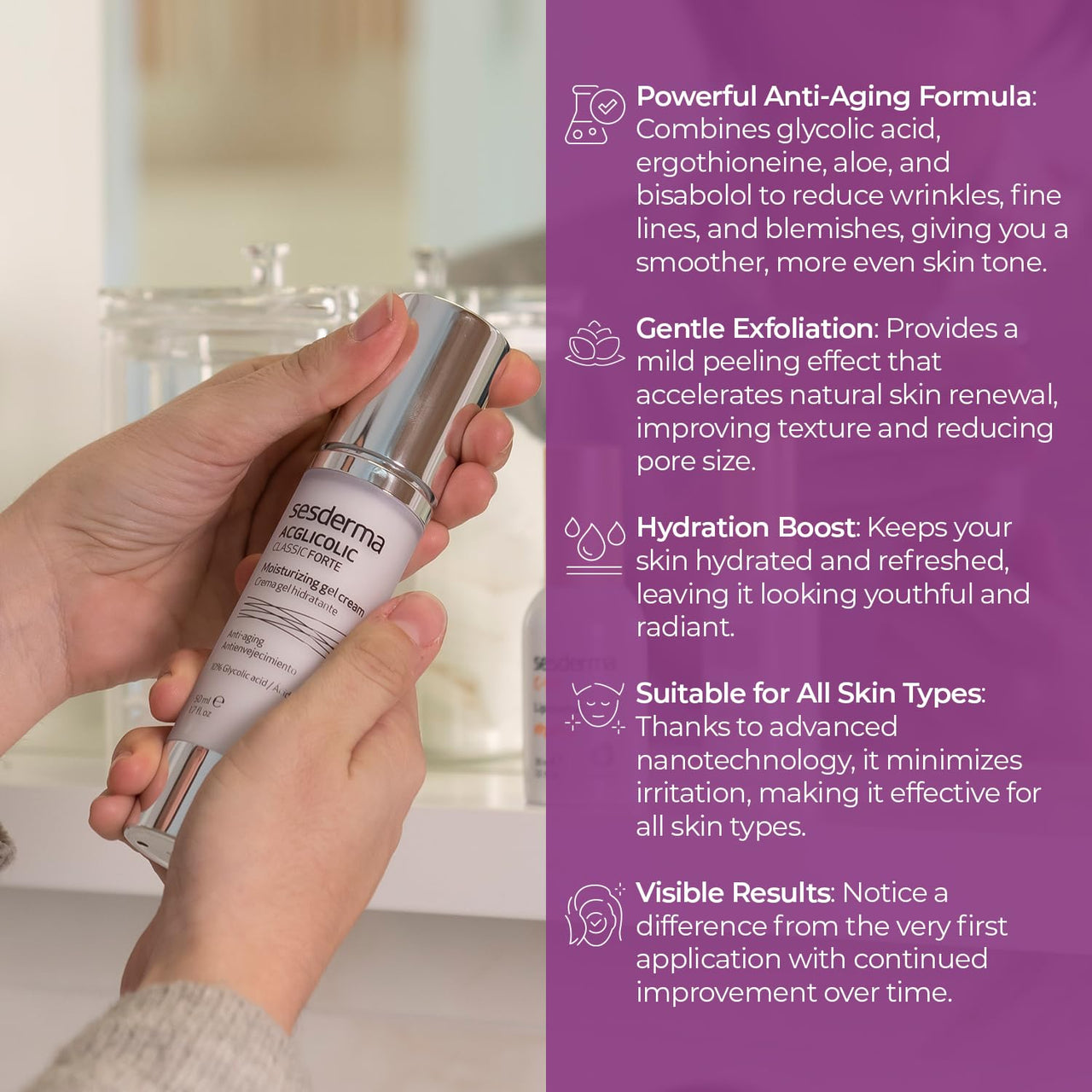 Sesderma Acglicolic Classic Forte Moisturizing Gel Cream, 50ml