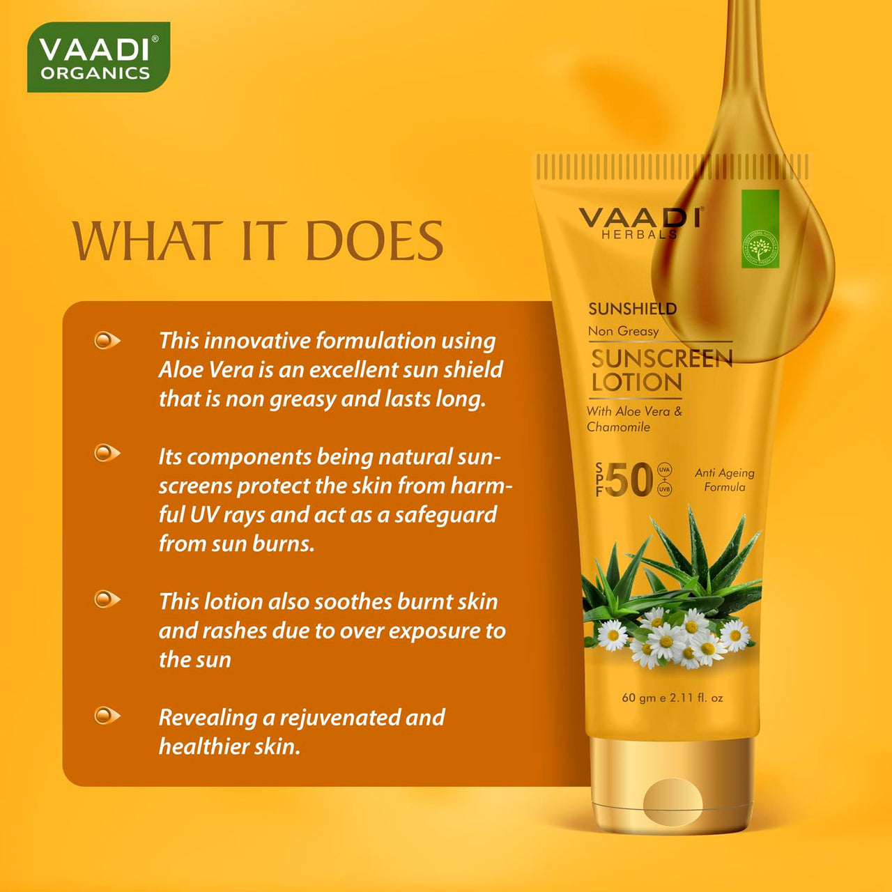 Vaadi Herbals Sunscreen Lotion With Aloe Vera With Chamomile Spf-50
