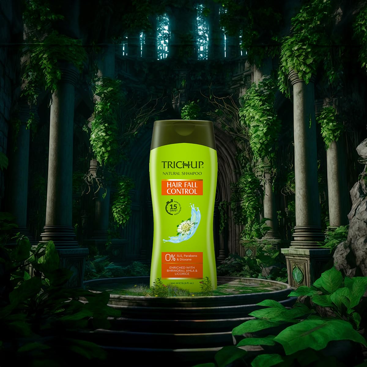 Trichup Hair Fall Control Herbal Shampoo - Enriched Amla, Licorice & Bhringaraj - Help to Reduce Hair Fall & Thinning Hair (200ml) (Pack of 2)