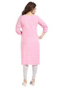 QUEEN SHIELD Women's  Knee Length Rayon Chikan-Kari KurtaKurti (QS_6631)